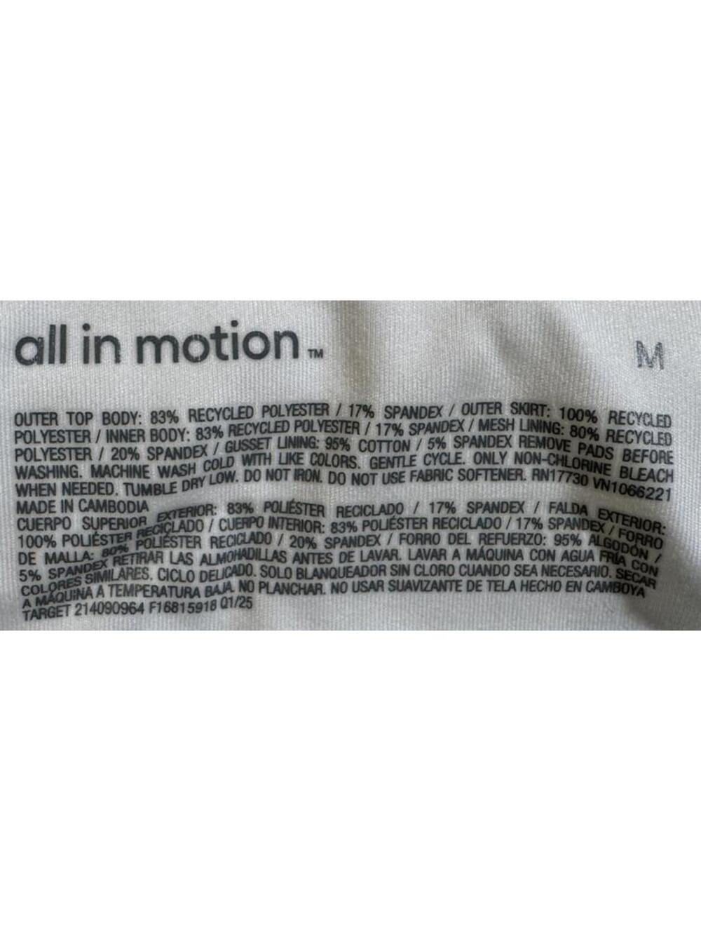 All in Motion White Pleated Tennis Dress Built in Shorts Shelf Bra Womens M - Picture 9 of 10